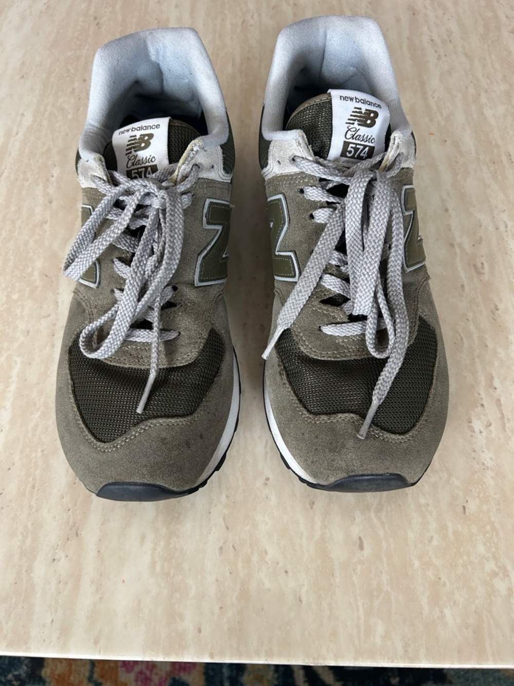 New Balance Olive and Gray Classic 574 Sneakers